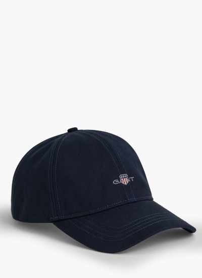 Ανδρικά Καπέλα Shield.Cap Σκούρο Μπλε Βαμβάκι GANT