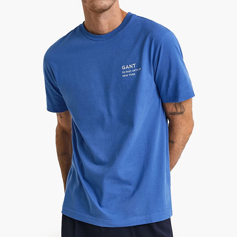 Men T-Shirts Small.Graphic Blue Cotton GANT