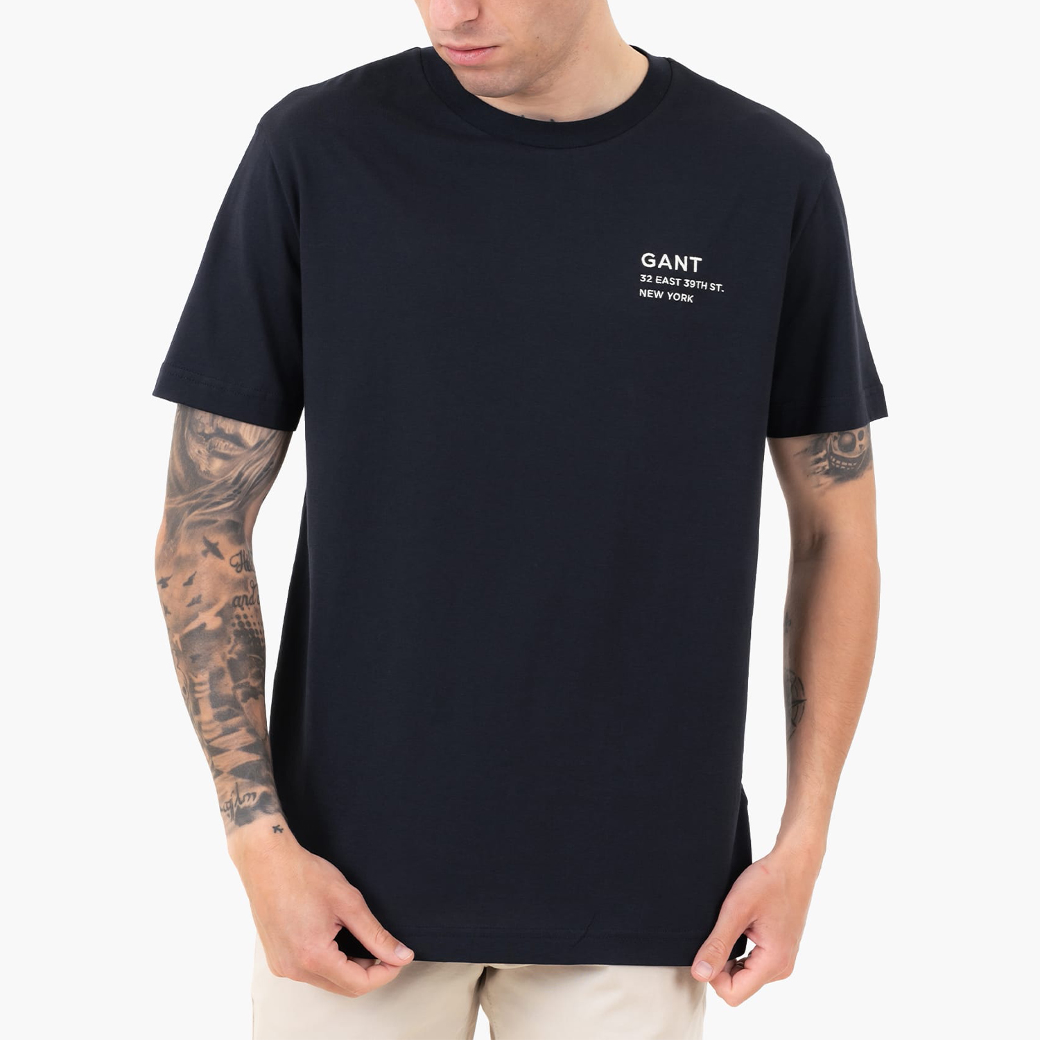 Men T-Shirts Small.Graphic DarkBlue Cotton GANT