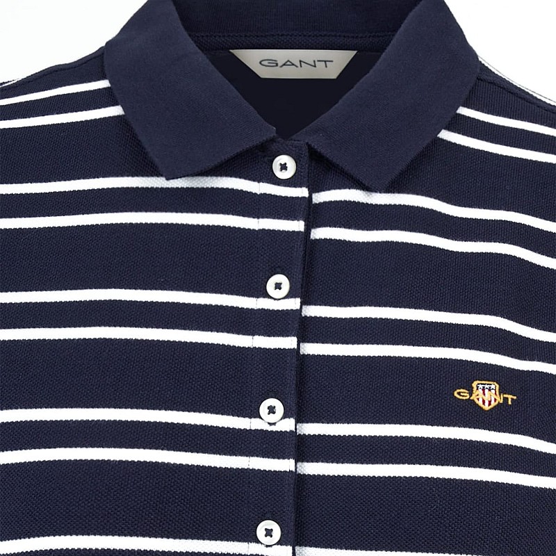 Women Dresses - Bodysuits Stripe.Dress.Pique DarkBlue Cotton GANT