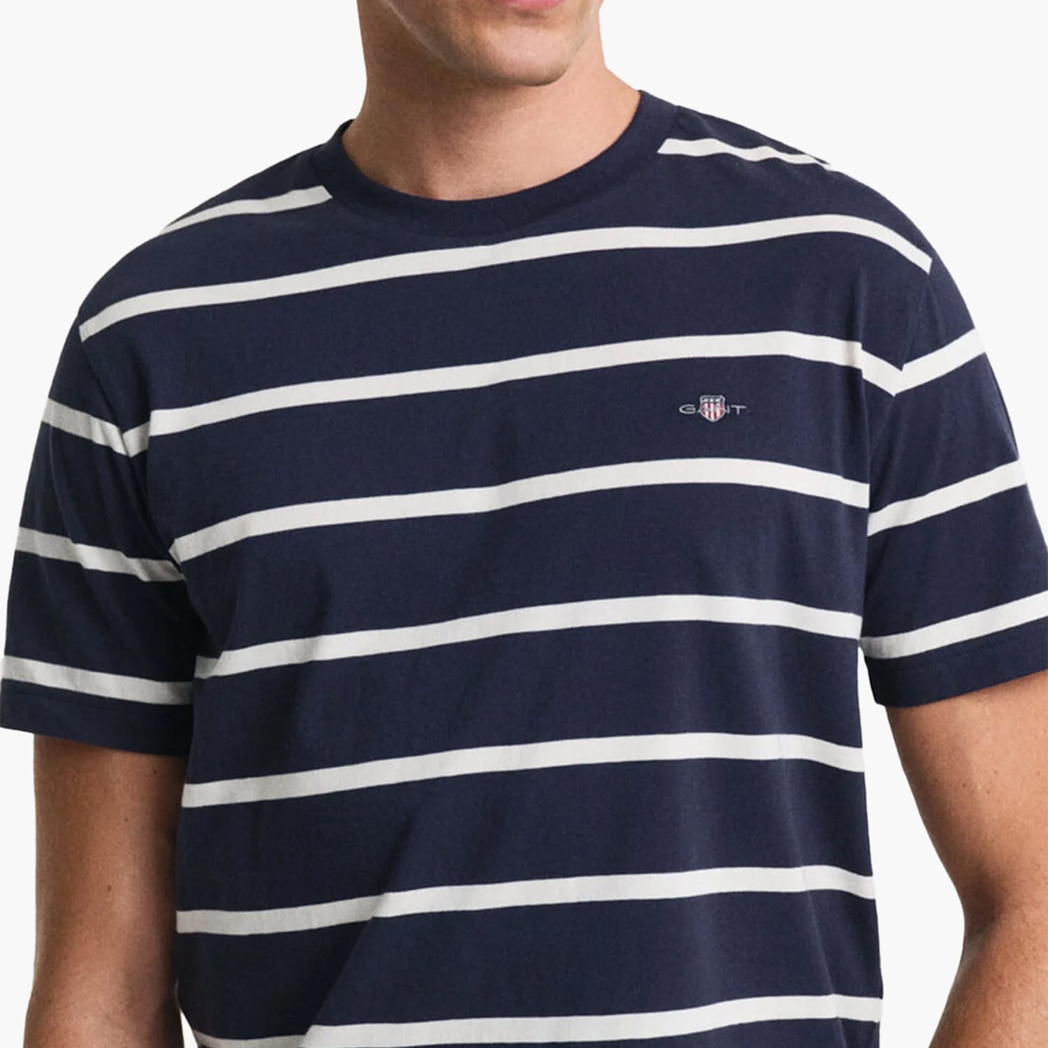 Ανδρικές Μπλούζες Striped.Ss Σκούρο Μπλε Βαμβάκι GANT