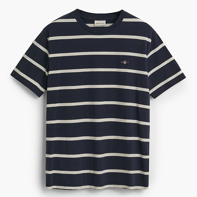 Ανδρικές Μπλούζες Striped.Ss Σκούρο Μπλε Βαμβάκι GANT