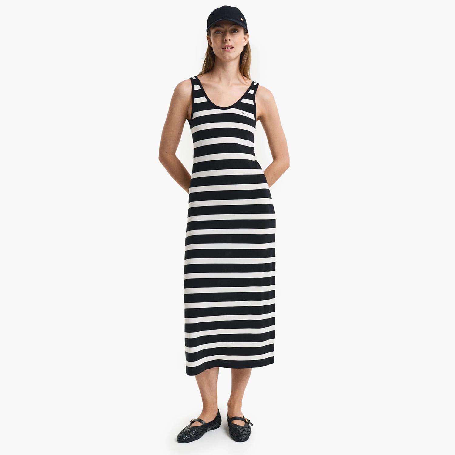 Γυναικεία Φορέματα - Ολόσωμες Φόρμες Striped.Tank.Dress Μαύρο Lyocell Fabric GANT