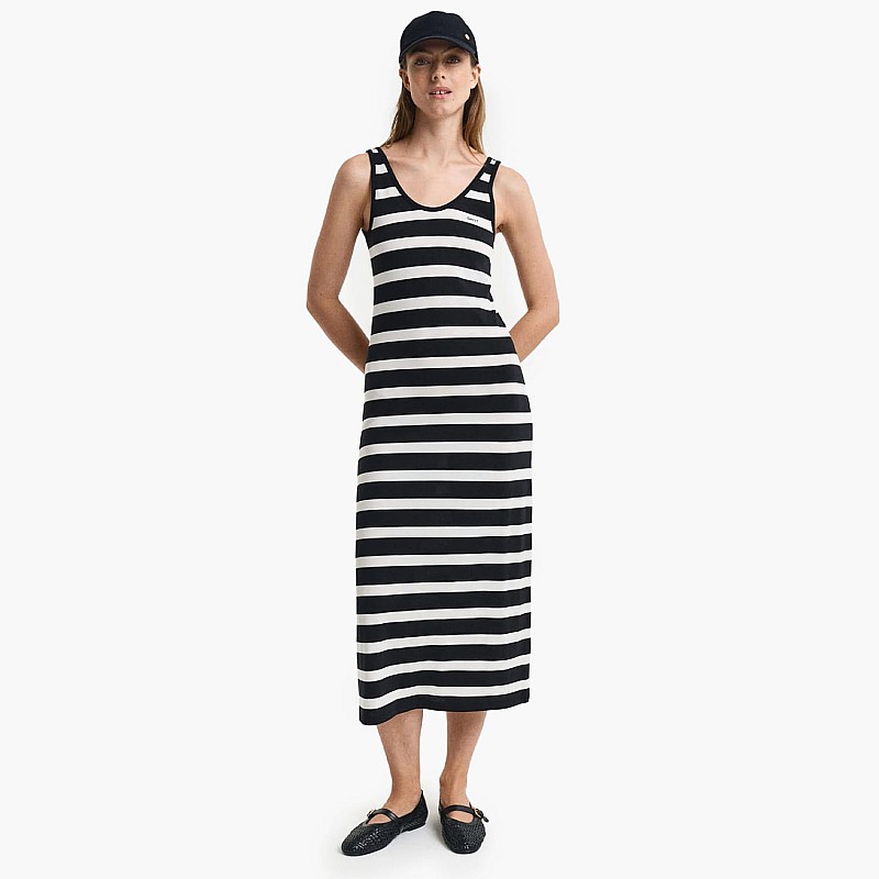 Women Dresses - Bodysuits Striped.Tank.Dress Black Lyocell Fabric GANT