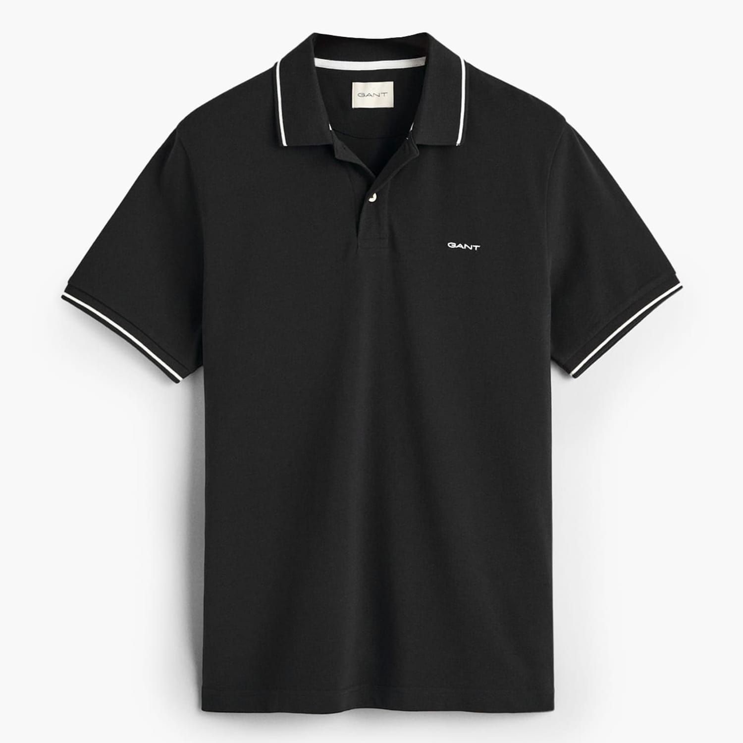 Men T-Shirts Tipping.Rugger Black Cotton GANT