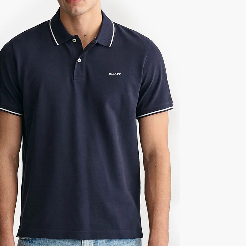Men T-Shirts Tipping.Rugger DarkBlue Cotton GANT