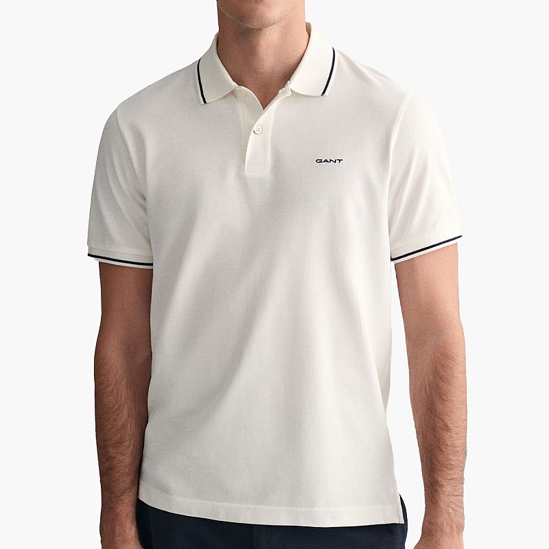 Men T-Shirts Tipping.Rugger White Cotton GANT