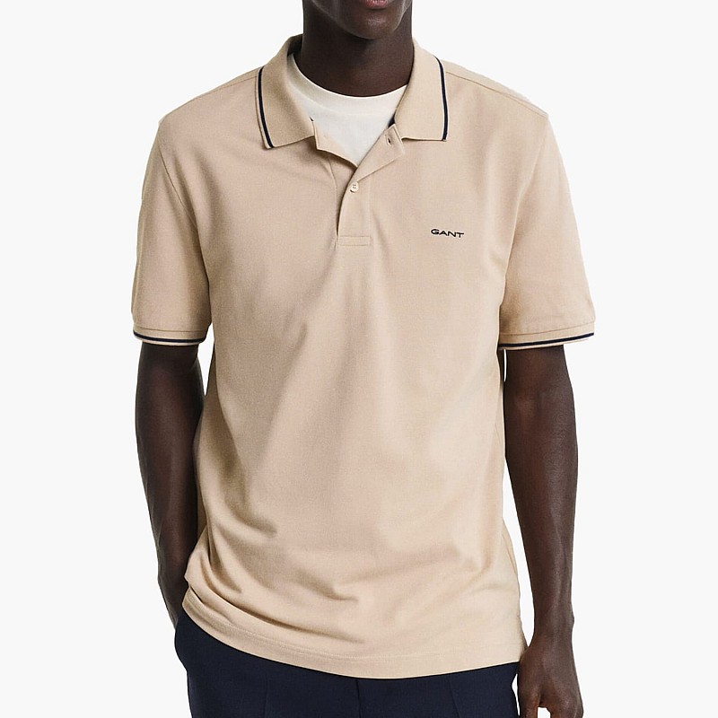 Men T-Shirts Tipping.Rugger Beige Cotton GANT