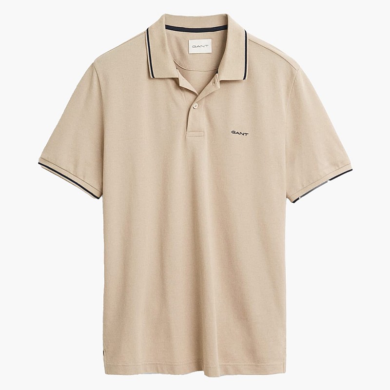 Men T-Shirts Tipping.Rugger Beige Cotton GANT