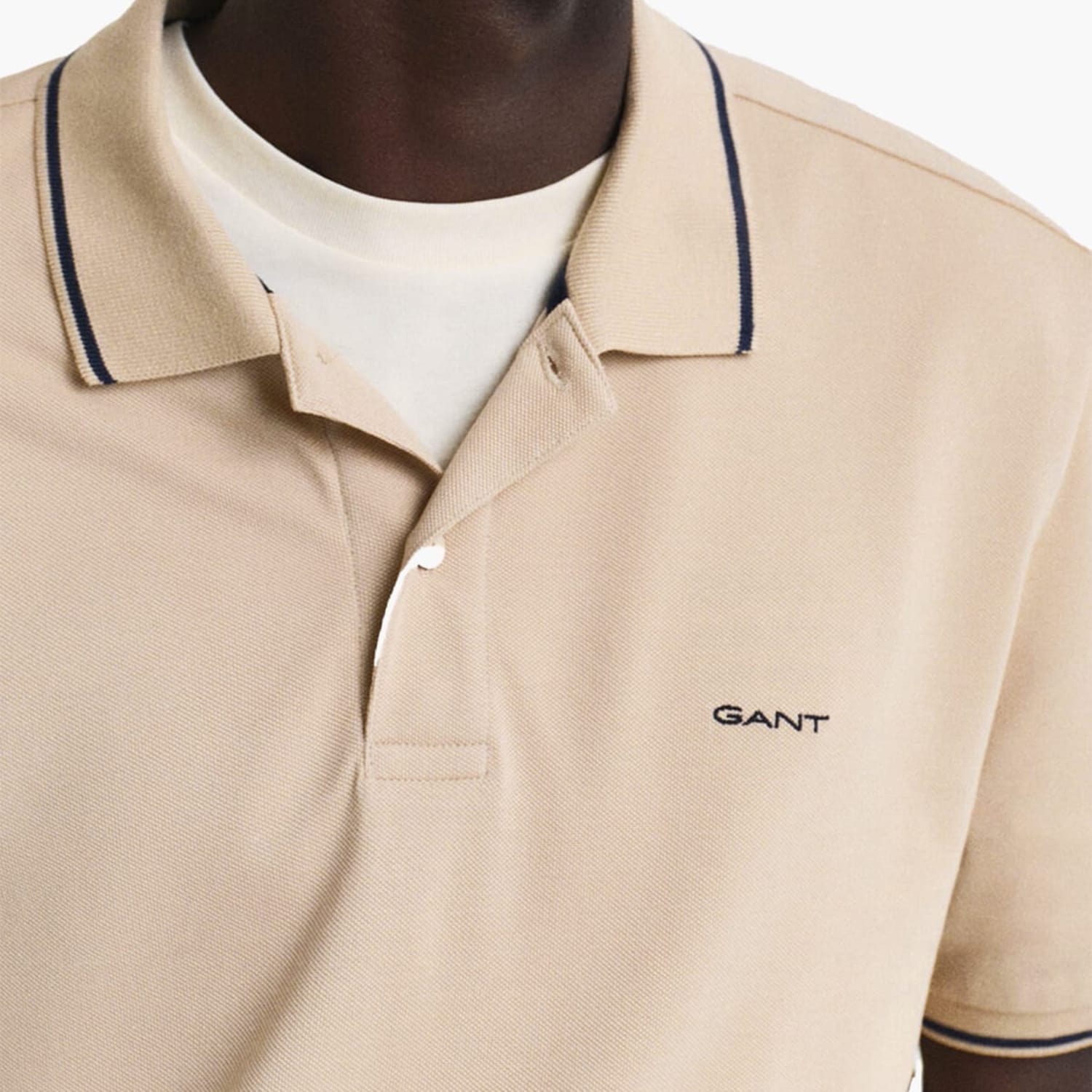 Men T-Shirts Tipping.Rugger Beige Cotton GANT