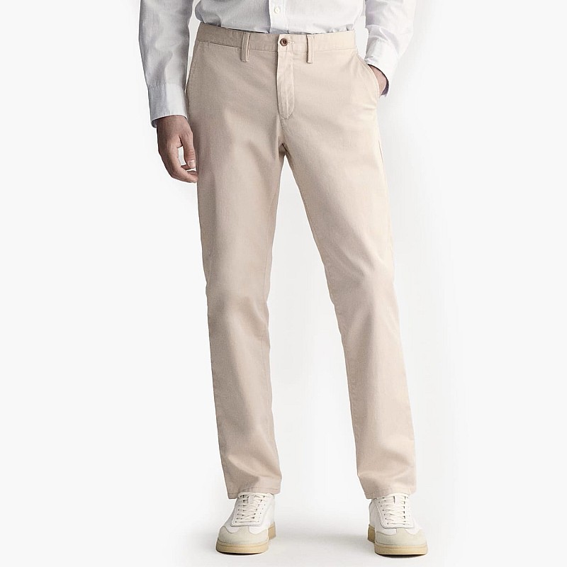 Ανδρικά Παντελόνια Twill.Chino Μπεζ Βαμβάκι GANT