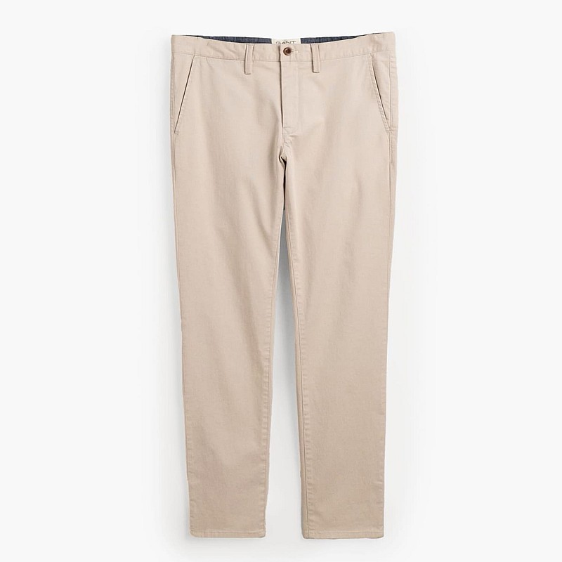 Ανδρικά Παντελόνια Twill.Chino Μπεζ Βαμβάκι GANT