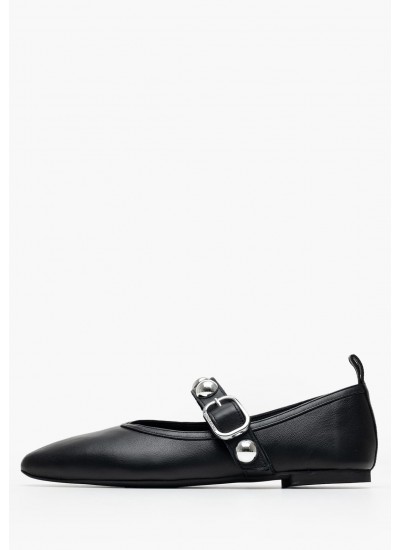 Γυναικείες Μπαλαρίνες Elastic.Ballerina Μαύρο Δέρμα Tommy Hilfiger
