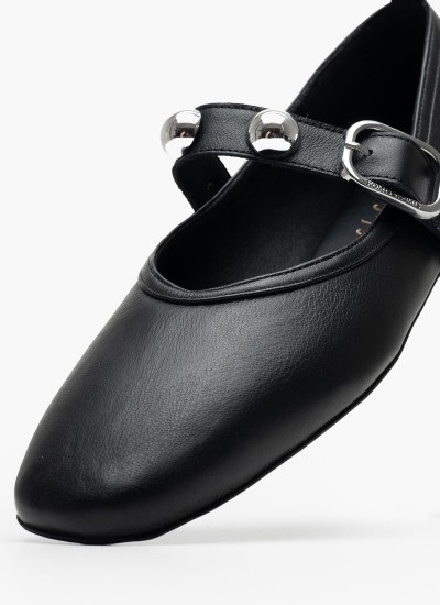 Γυναικείες Μπαλαρίνες Elastic.Ballerina Μαύρο Δέρμα Tommy Hilfiger