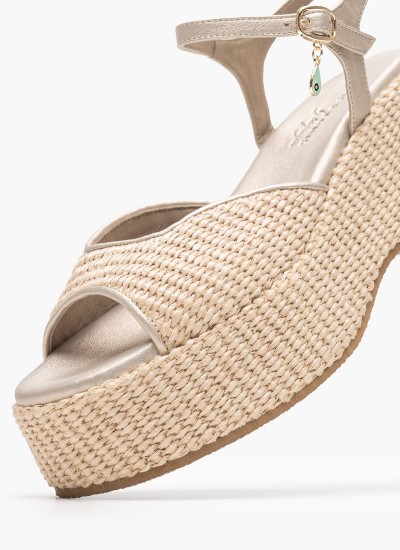 Γυναικείες Πλατφόρμες Χαμηλές 22305 Χρυσό ECOleather Tamaris