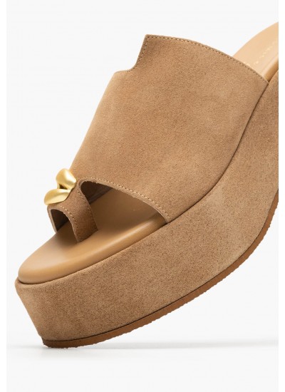 Women Platforms Low C.205 Beige Buckskin Komis and Komis