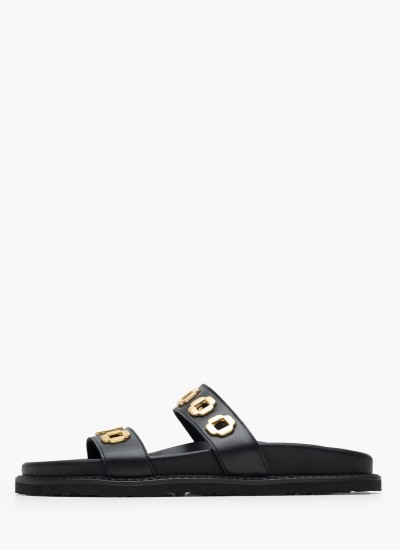Women Platforms Low C.36 Black Leather Komis and Komis