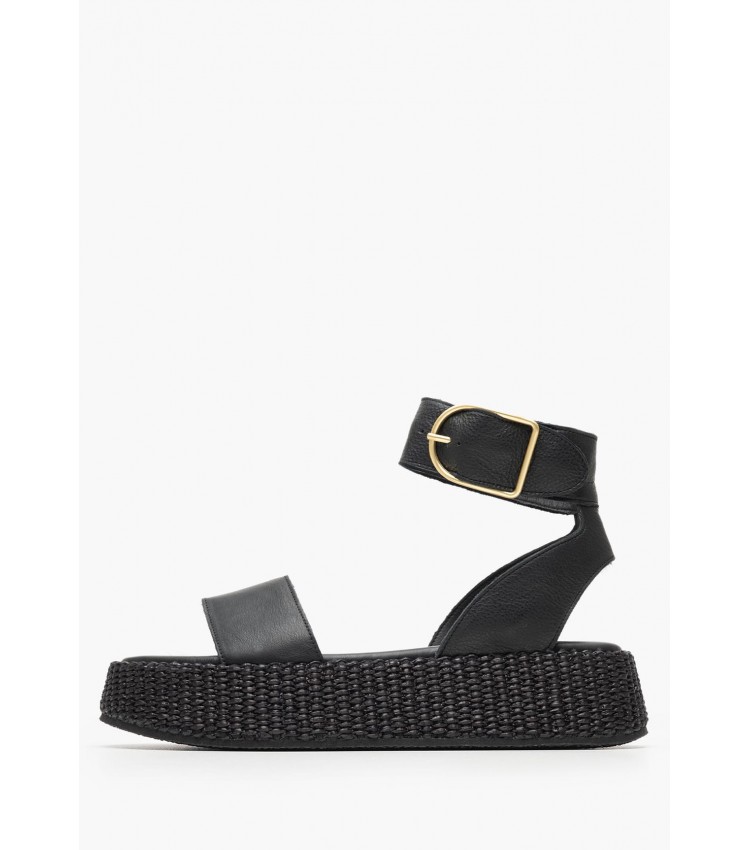 Women Platforms High C.301 Black Leather Komis and Komis Women Platforms High C.301 Black Leather Komis and Komis