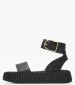 Women Platforms High C.301 Black Leather Komis and Komis Women Platforms High C.301 Black Leather Komis and Komis