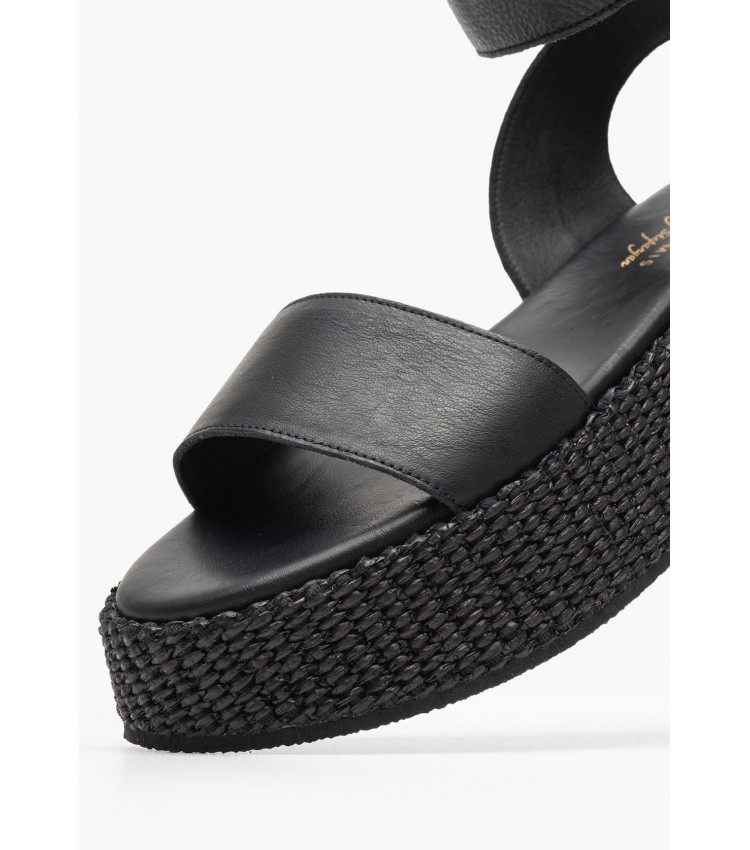 Women Platforms High C.301 Black Leather Komis and Komis Women Platforms High C.301 Black Leather Komis and Komis