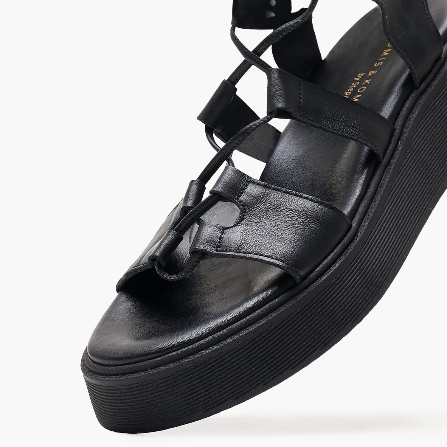 Women Platforms Low C.32 Black Leather Komis and Komis Women Platforms Low C.32 Black Leather Komis and Komis