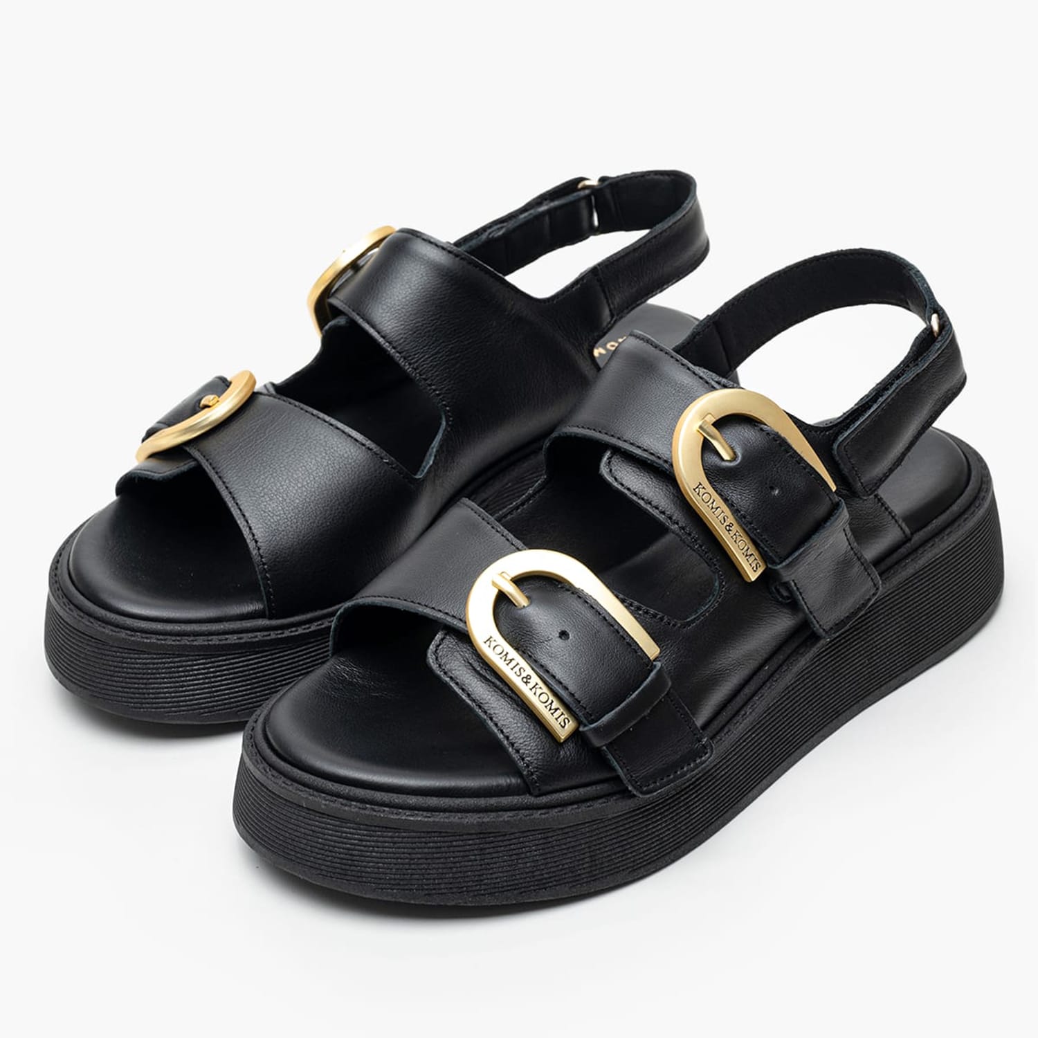 Women Platforms Low C.35 Black Leather Komis and Komis Women Platforms Low C.35 Black Leather Komis and Komis