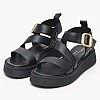 Women Platforms Low C.36 Black Leather Komis and Komis Women Platforms Low C.36 Black Leather Komis and Komis