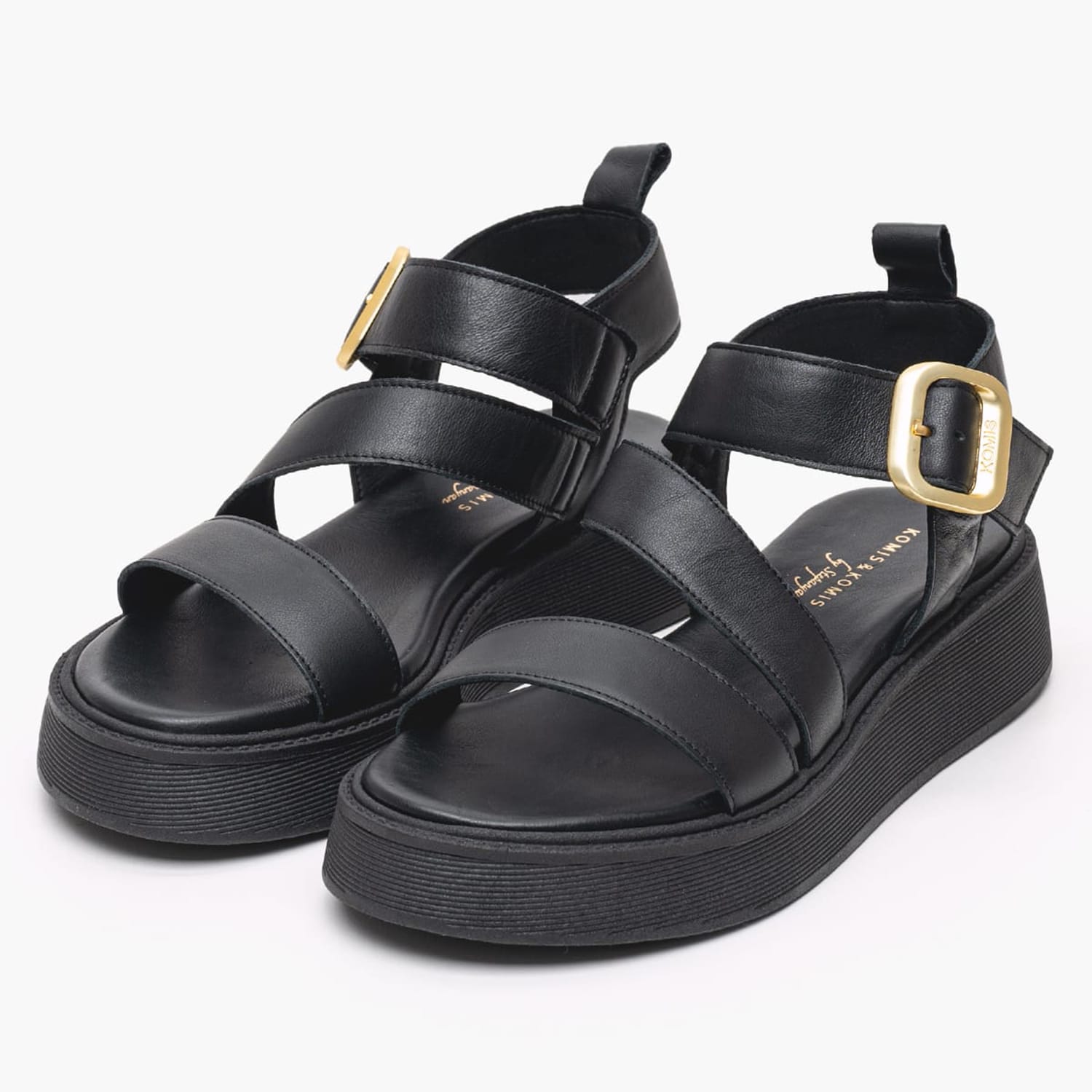 Women Platforms Low C.36 Black Leather Komis and Komis Women Platforms Low C.36 Black Leather Komis and Komis