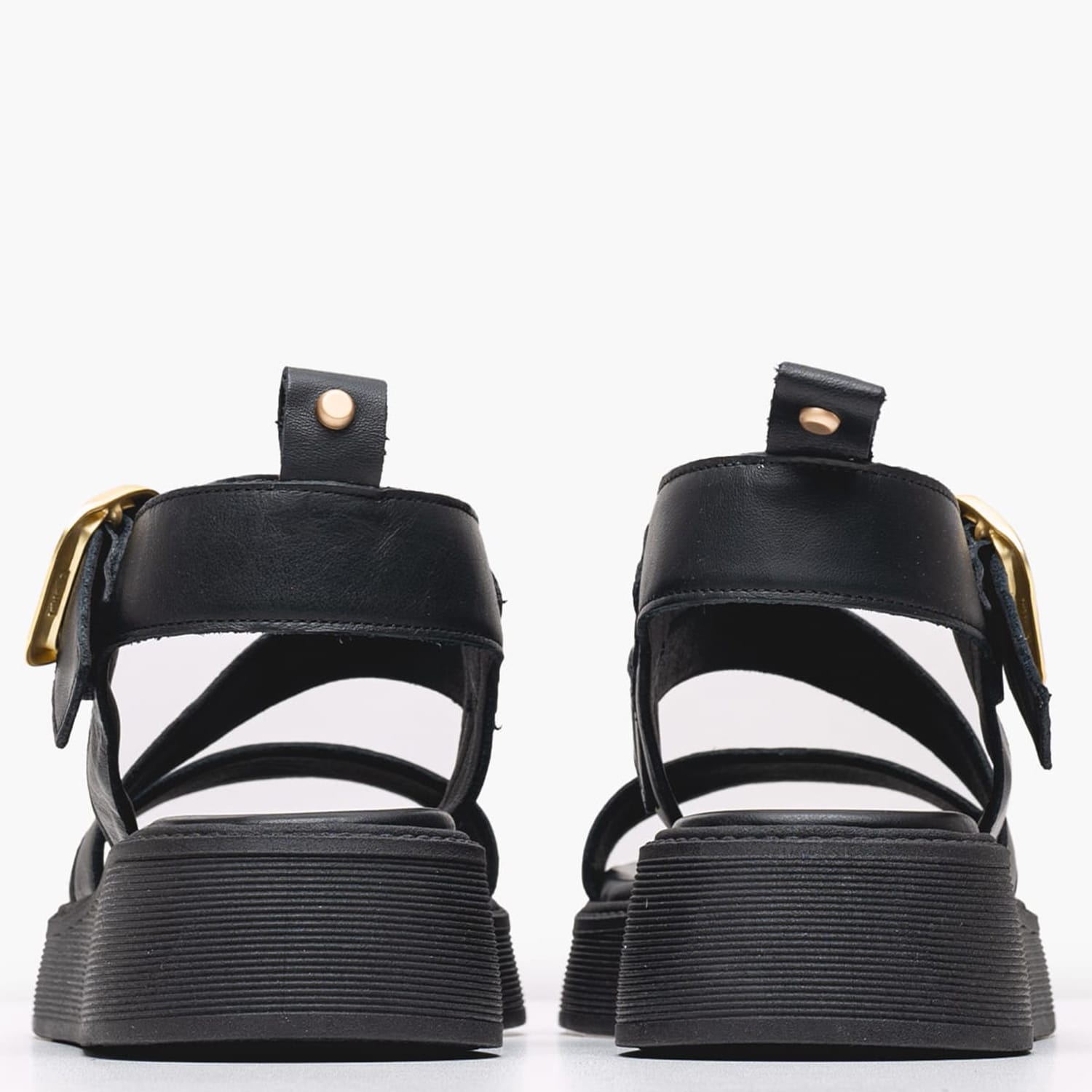 Women Platforms Low C.36 Black Leather Komis and Komis Women Platforms Low C.36 Black Leather Komis and Komis