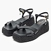Women Platforms Low C.77 Black Leather Komis and Komis Women Platforms Low C.77 Black Leather Komis and Komis