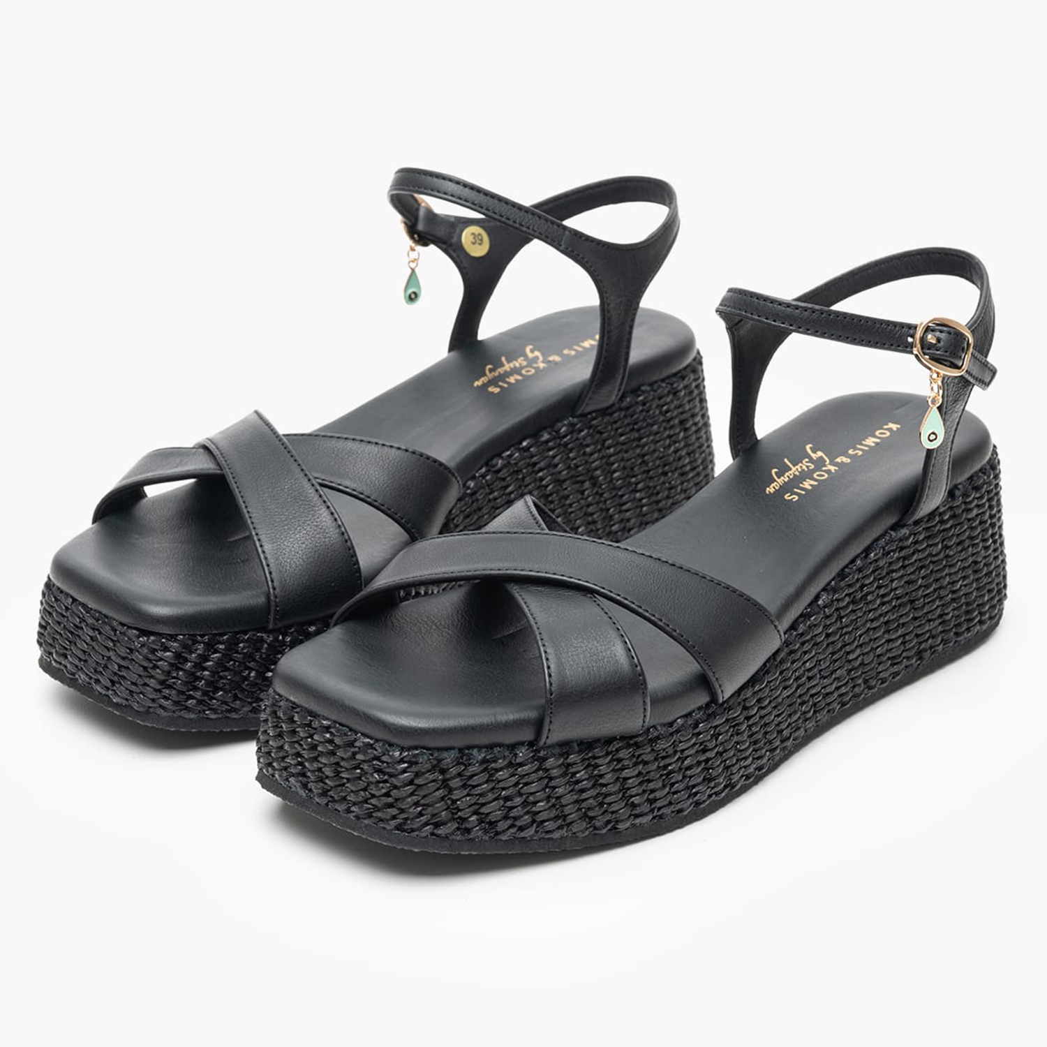 Women Platforms Low C.77 Black Leather Komis and Komis Women Platforms Low C.77 Black Leather Komis and Komis