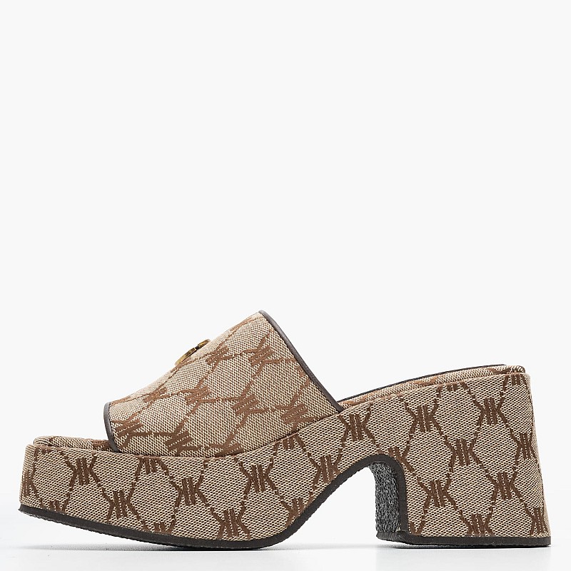 Women Mules C.801 Brown Fabric Komis and Komis