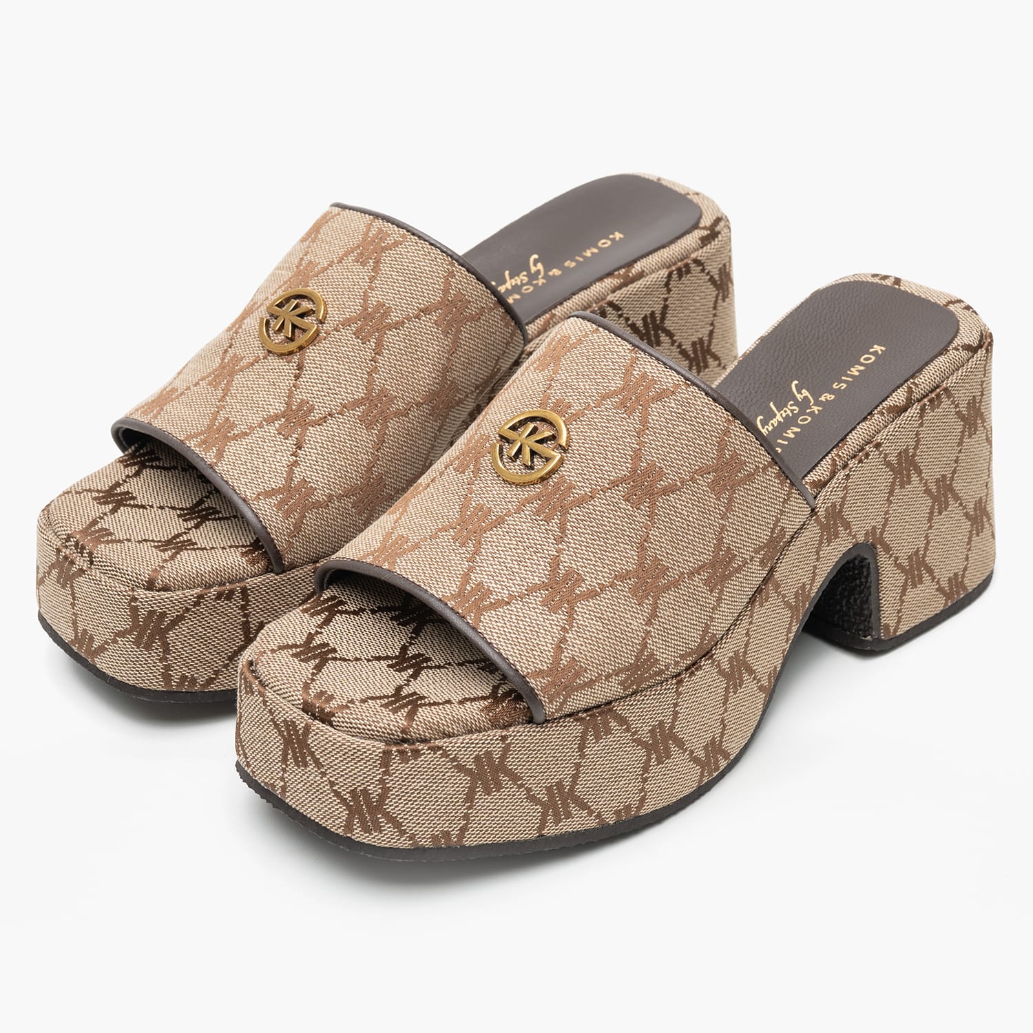 Women Mules C.801 Brown Fabric Komis and Komis Women Mules C.801 Brown Fabric Komis and Komis
