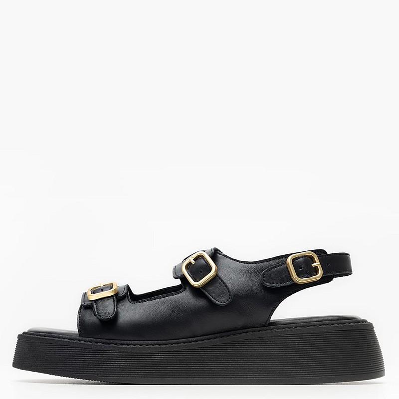 Women Platforms Low C390 Black Leather Komis and Komis