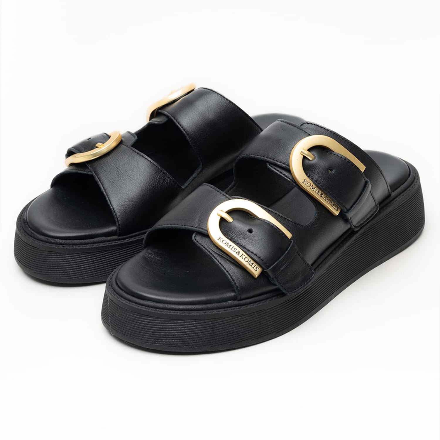 Women Platforms Low C39 Black Leather Komis and Komis Women Platforms Low C39 Black Leather Komis and Komis