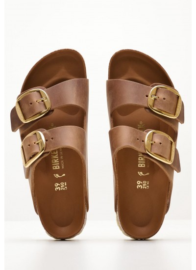 Γυναικεία Flats Arizona.Buckle2 Ταμπά Δέρμα Λαδερό Birkenstock