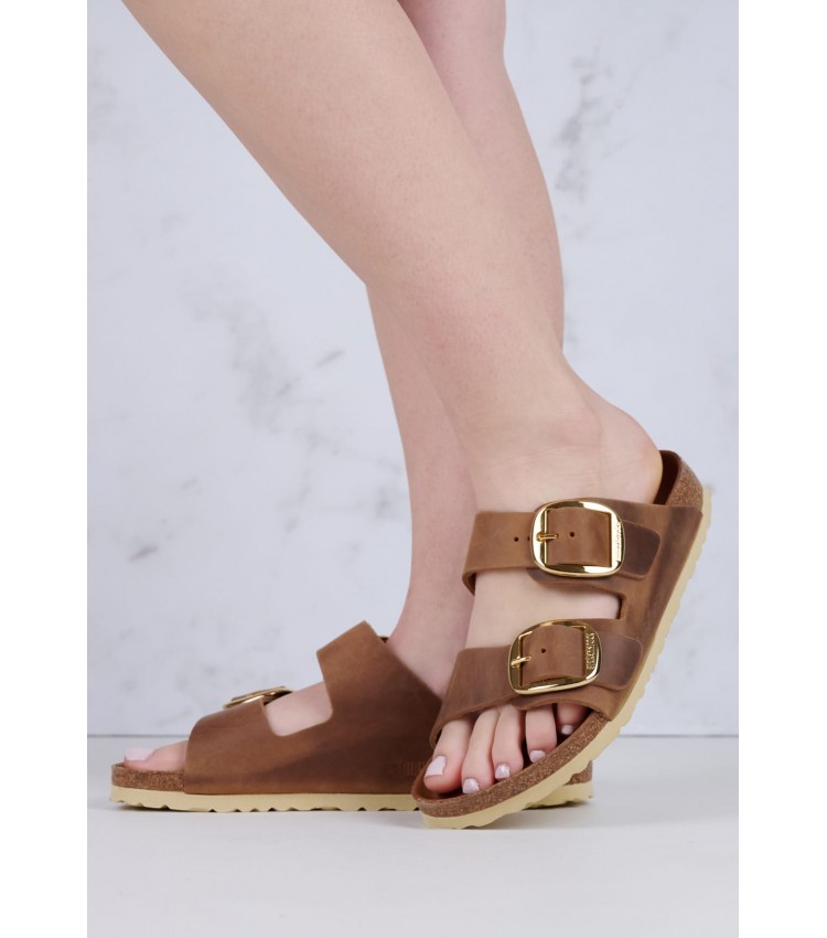 Γυναικεία Flats Arizona.Buckle2 Ταμπά Δέρμα Λαδερό Birkenstock Γυναικεία Flats Arizona.Buckle2 Ταμπά Δέρμα Λαδερό Birkenstock