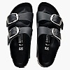 Γυναικεία Flats Arizona.Buckle Μαύρο Δέρμα Λαδερό Birkenstock Γυναικεία Flats Arizona.Buckle Μαύρο Δέρμα Λαδερό Birkenstock