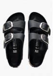 Γυναικεία Flats Arizona.Buckle Μαύρο Δέρμα Λαδερό Birkenstock