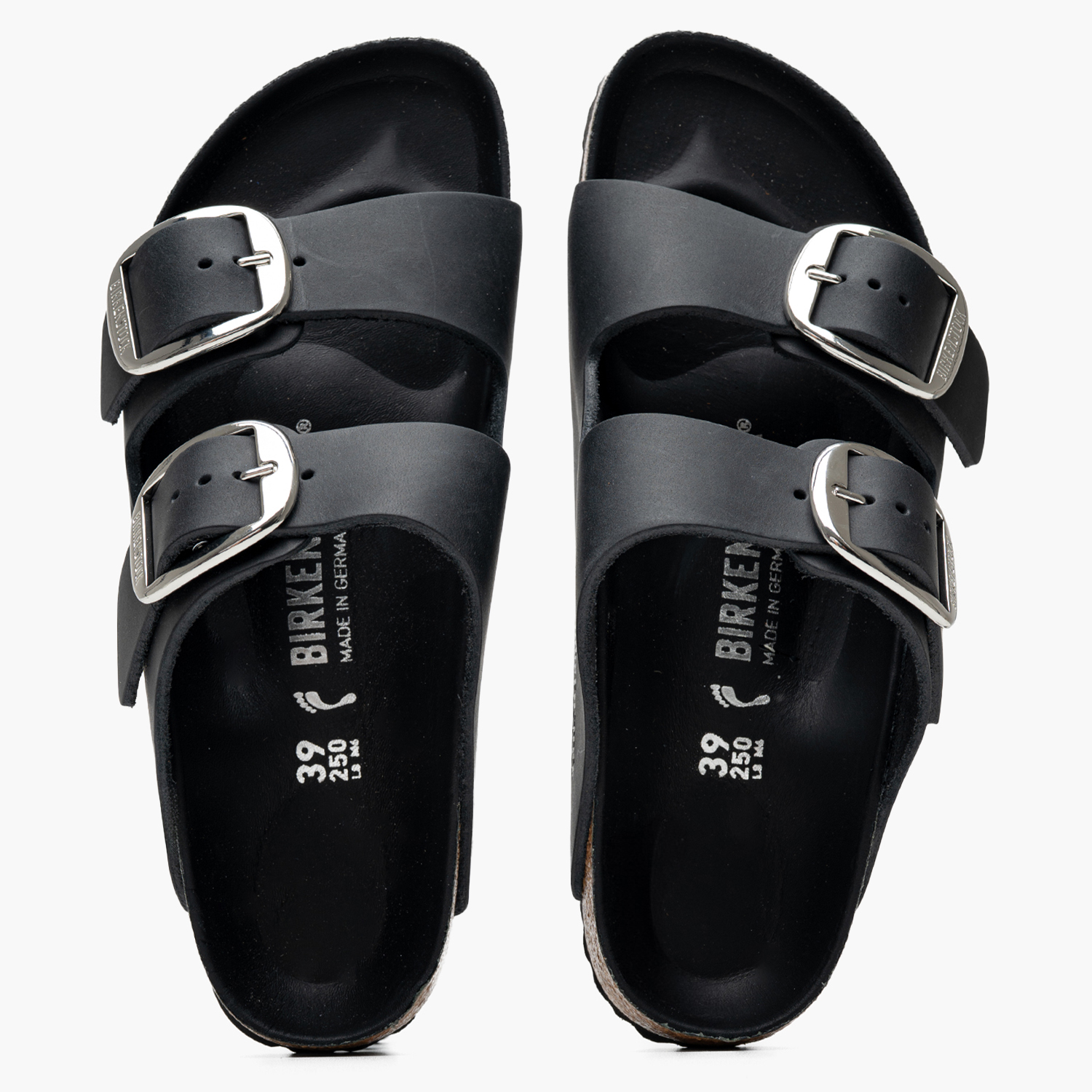 Γυναικεία Flats Arizona.Buckle Μαύρο Δέρμα Λαδερό Birkenstock