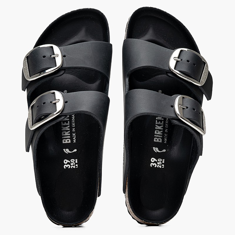 Women Flats Arizona.Buckle Black Oily Leather Birkenstock