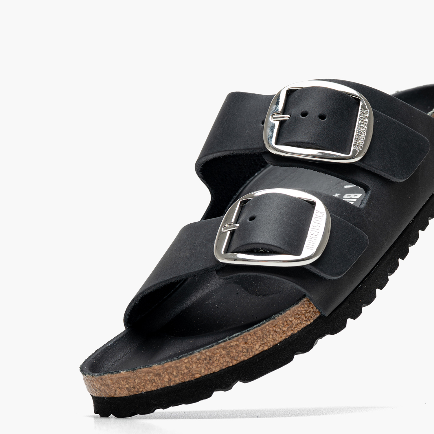 Γυναικεία Flats Arizona.Buckle Μαύρο Δέρμα Λαδερό Birkenstock