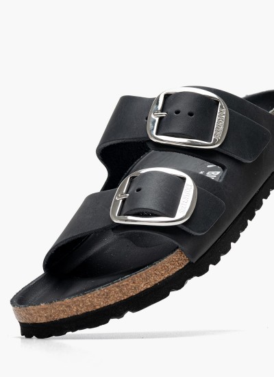 Γυναικεία Flats Gizeh.Big.Buckle Μαύρο Δέρμα Birkenstock