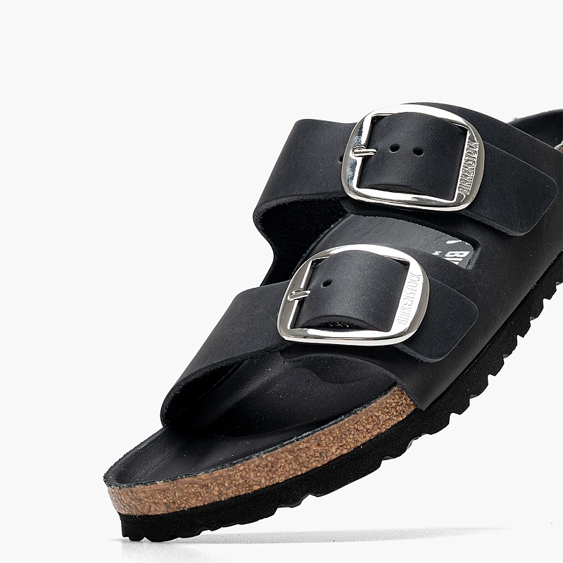 Women Flats Arizona.Buckle Black Oily Leather Birkenstock