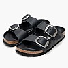 Γυναικεία Flats Arizona.Buckle Μαύρο Δέρμα Λαδερό Birkenstock Γυναικεία Flats Arizona.Buckle Μαύρο Δέρμα Λαδερό Birkenstock
