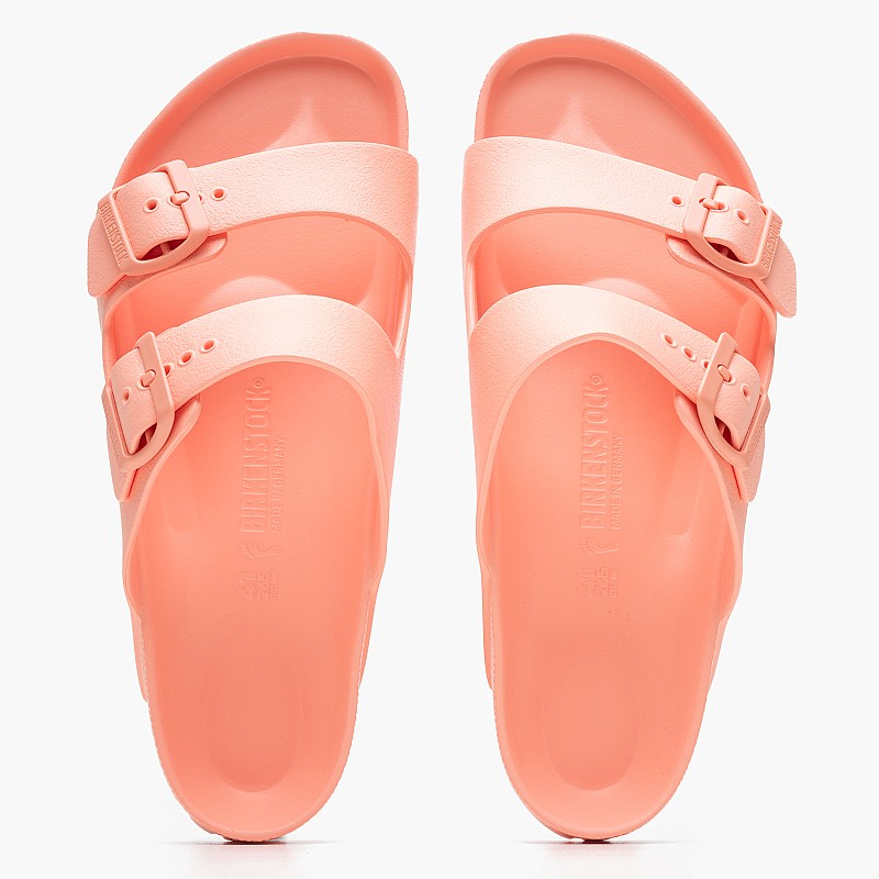 Women Flip Flops & Sandals Arizona.Coral Pink Rubber Birkenstock