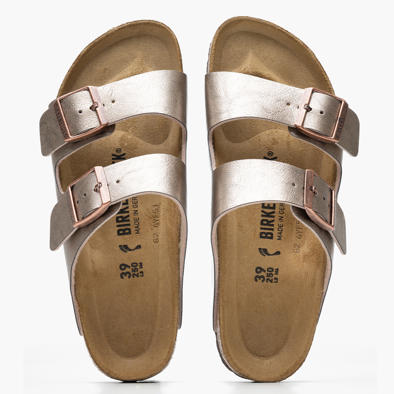 Γυναικεία Flats Arizona.Grace Πλατίνα ECOleather Birkenstock