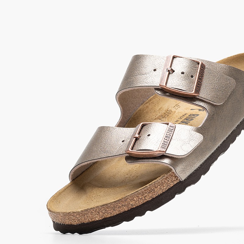 Γυναικεία Flats Arizona.Grace Πλατίνα ECOleather Birkenstock