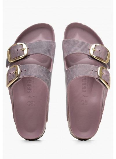 Γυναικεία Flats Arizona.Lav Μωβ Δέρμα Λαδερό Birkenstock