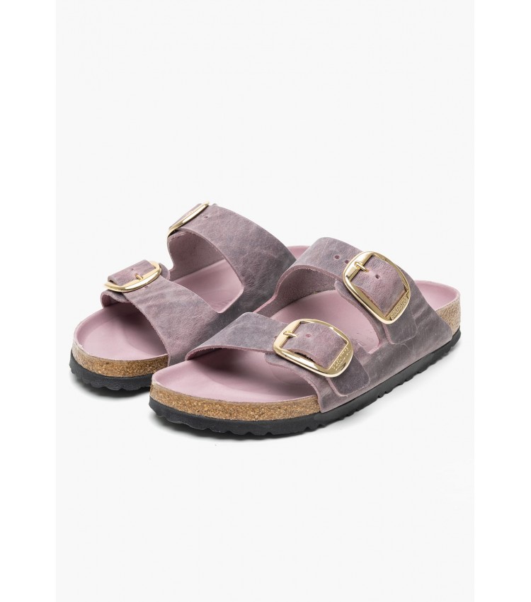 Γυναικεία Flats Arizona.Lav Μωβ Δέρμα Λαδερό Birkenstock Γυναικεία Flats Arizona.Lav Μωβ Δέρμα Λαδερό Birkenstock